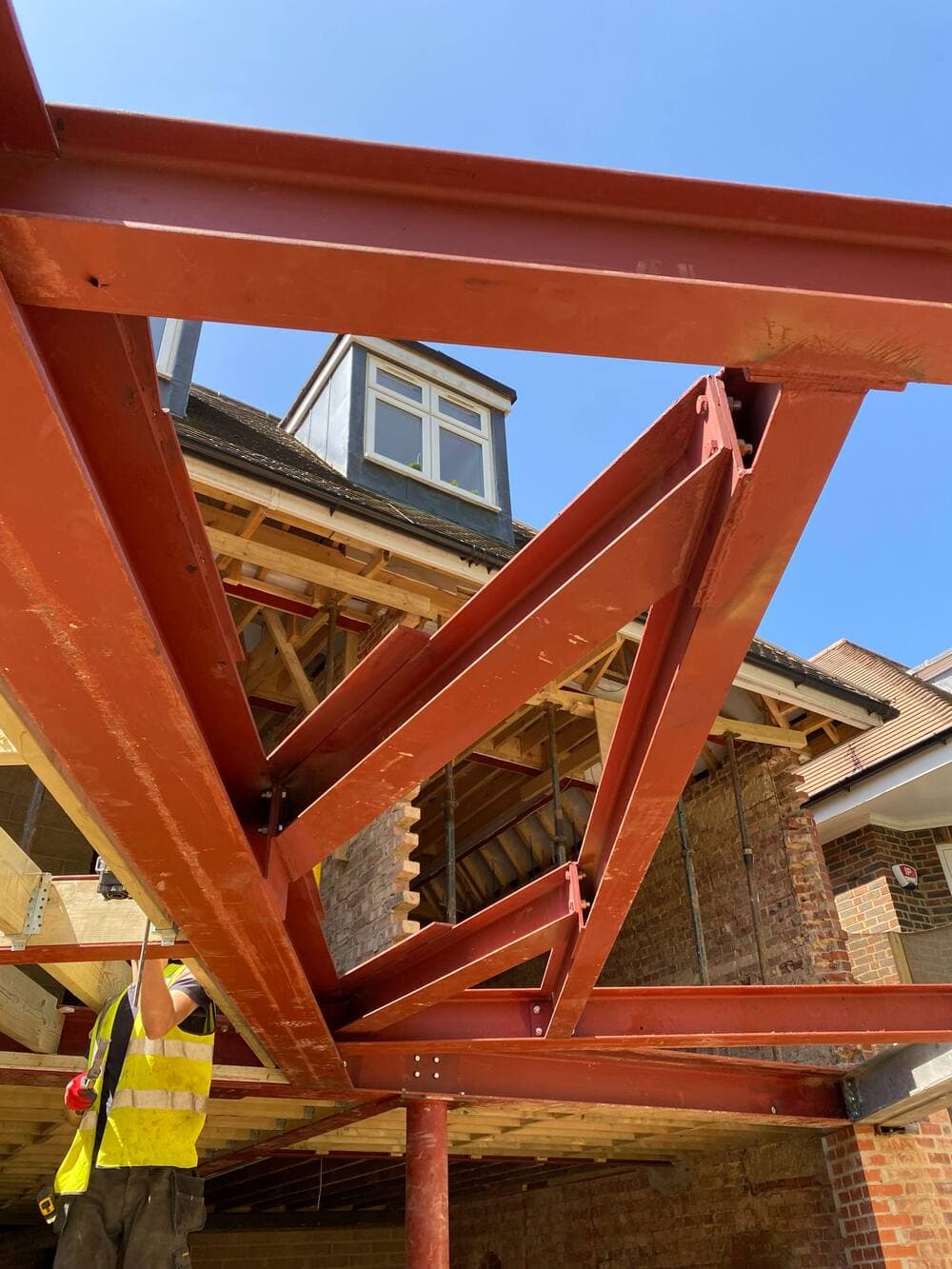 Steel beam framework