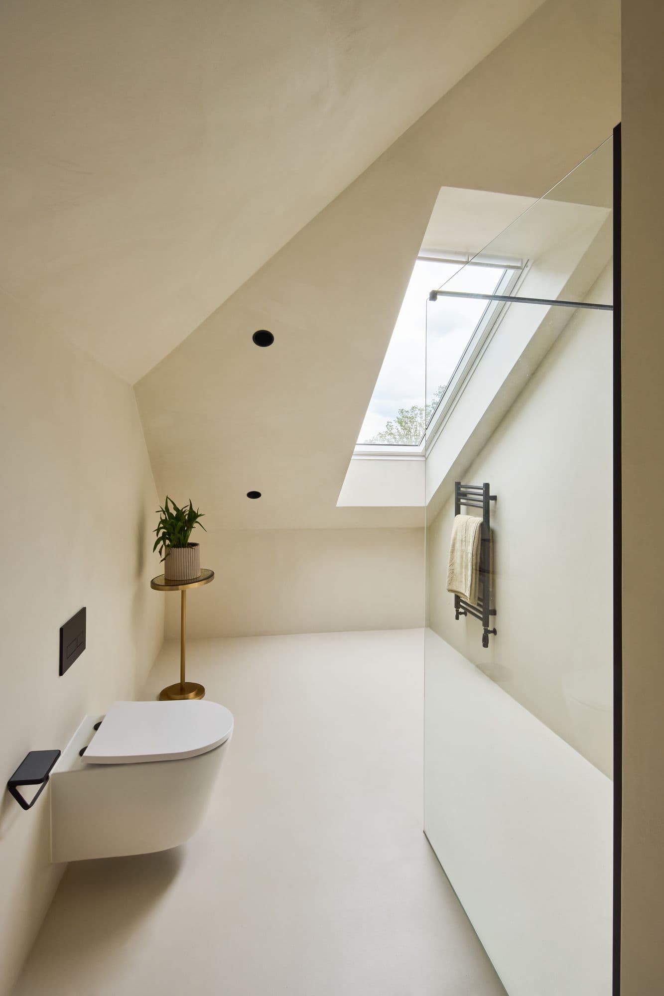 Modern bathroom with skylight